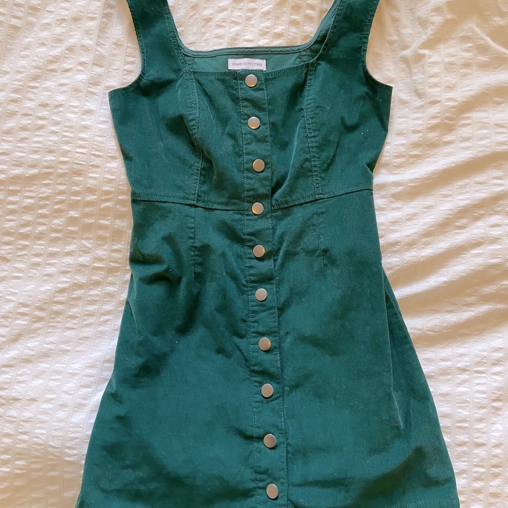 Emerald Green Corduroy Button-up Dress